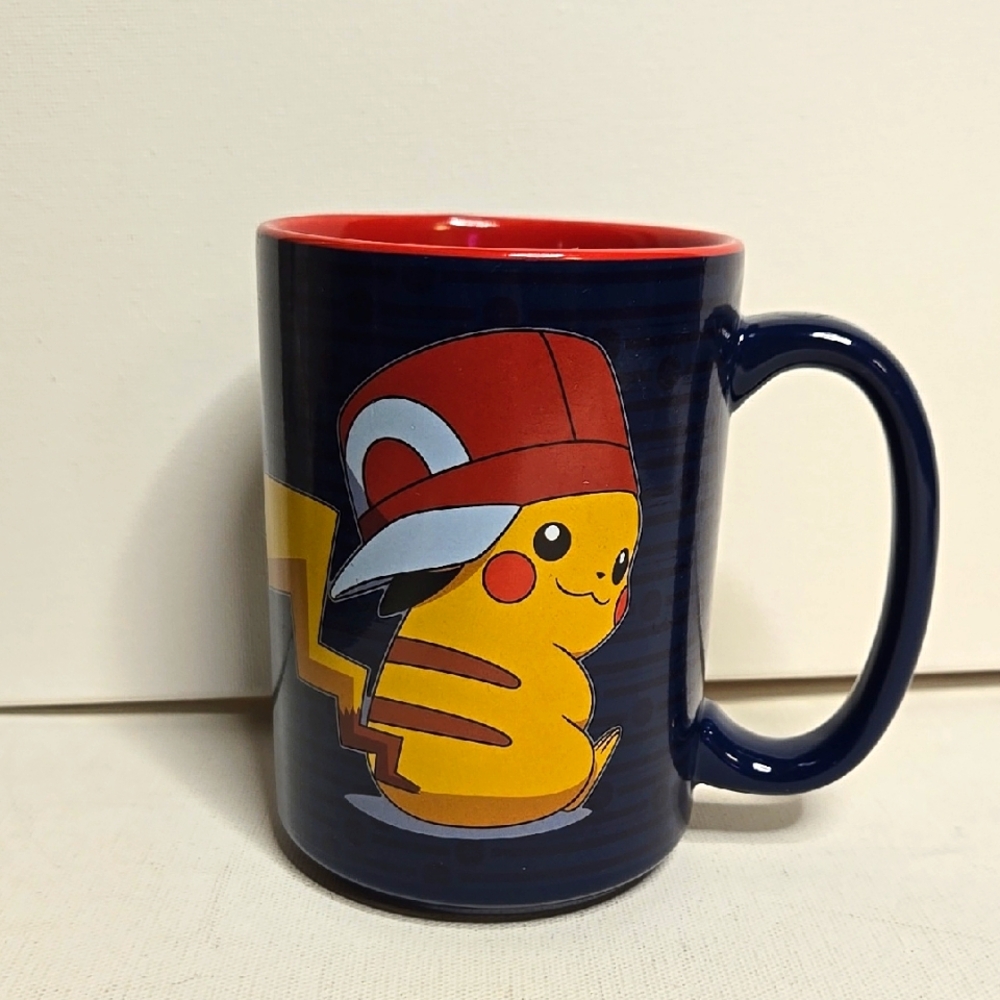 2016 Just Funky Blue Pokemon Pikachu & Ash Ceramic Coffee Cup Mug 16oz